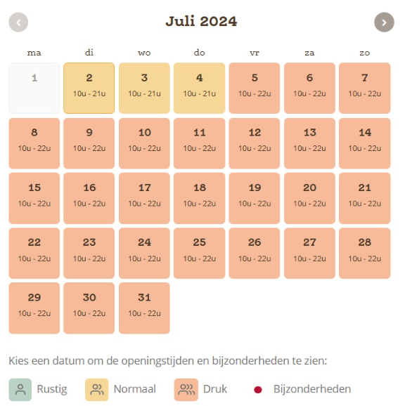 Openingstijden Efteling Juli