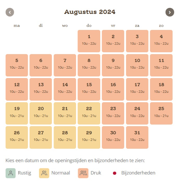 Openingstijden Efteling augustus