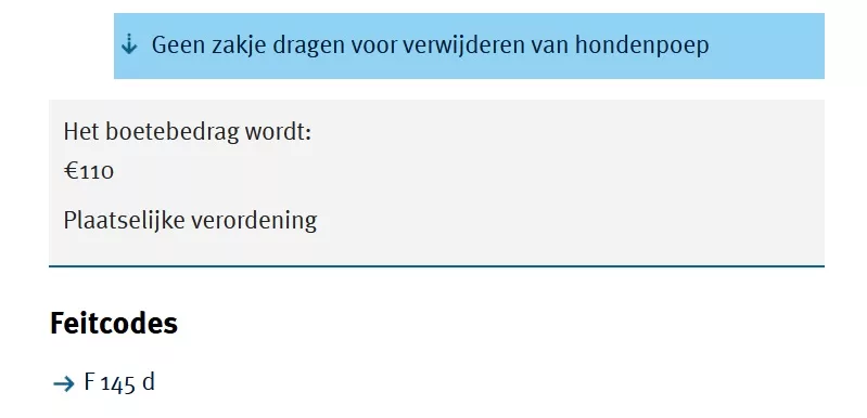 Boete geen hondenpoep zakjes